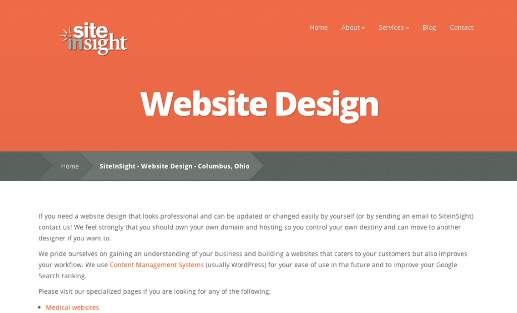 siteinsight website design page